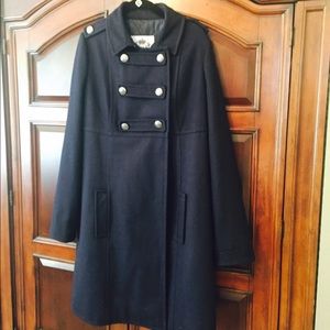 BB Dakota Navy blue military wool pea coat large