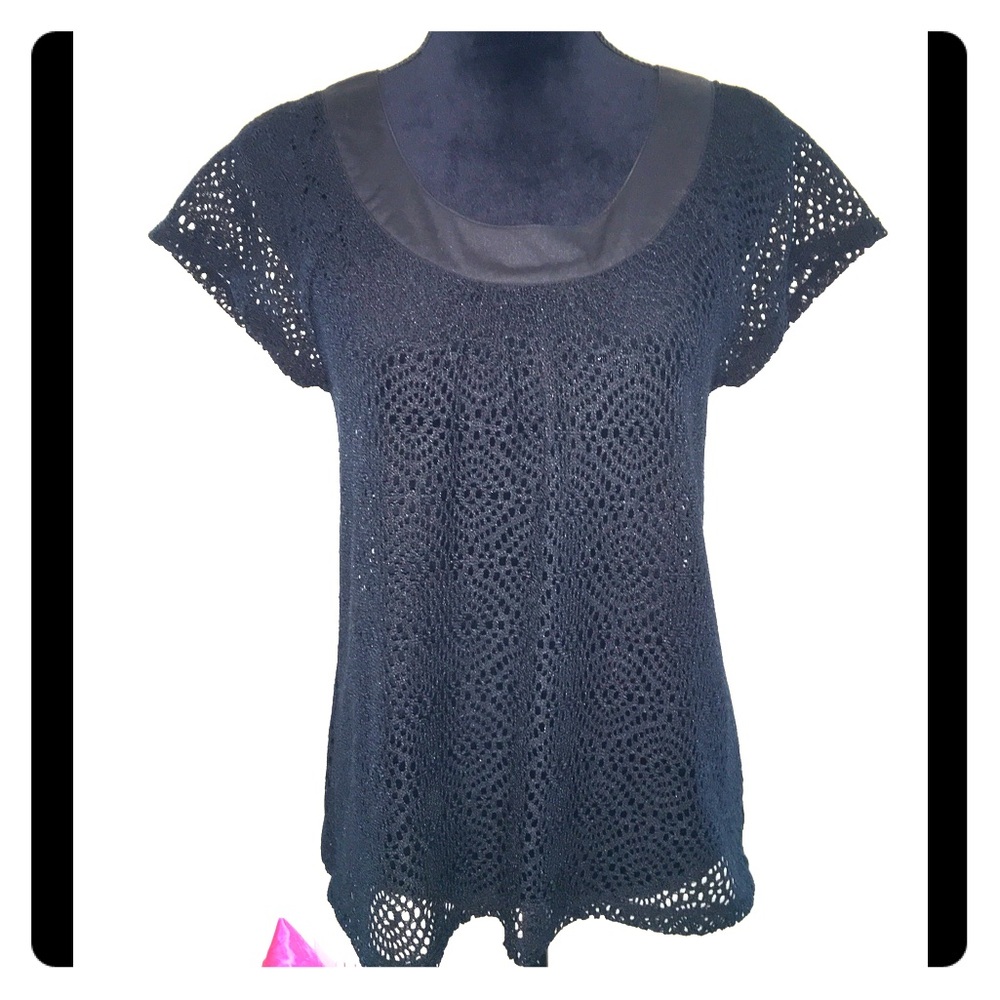 Michael Kora black net blouse
