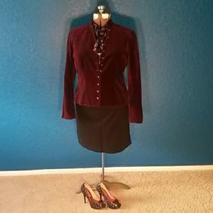 Velvet Equestrian Style Blazer in Eggplant