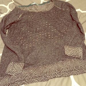 Grey sweater w rhinestone detail