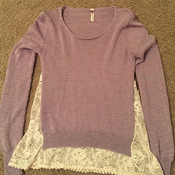 Purple sweater with lace back