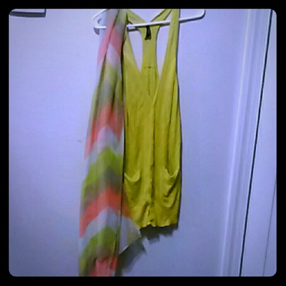 Bundle Neon green sweater vest & Chevron scarf