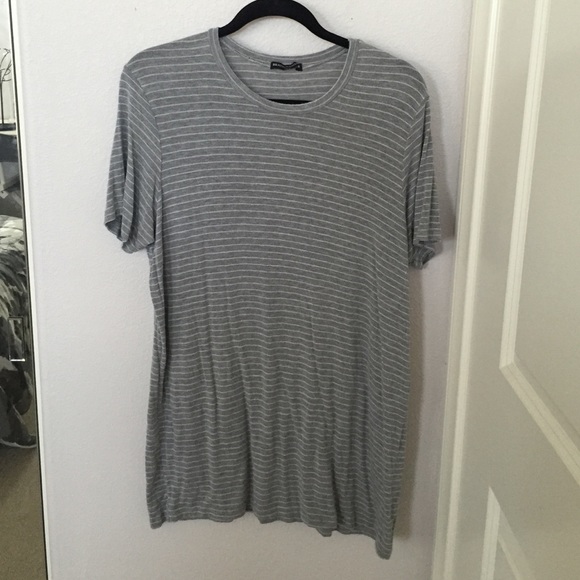 Grey and White Striped Luana (T-Shirt Dress)
