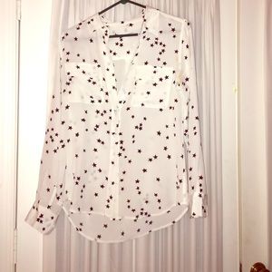 lovely silk star button down blouse