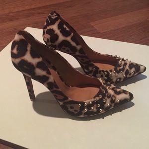 Schutz Studded Leopard Print Stilettos