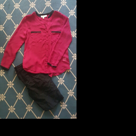 wine red chiffon blouse