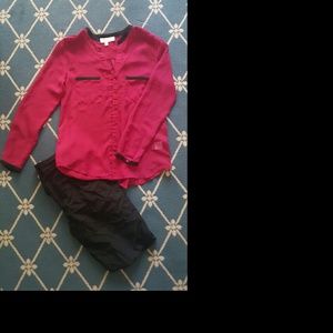 wine red chiffon blouse