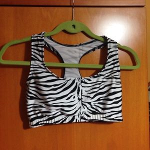 Natalie dance wear bra top. Zebra print medium
