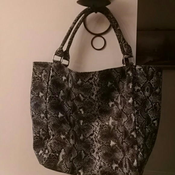 Faux snakeskin tote