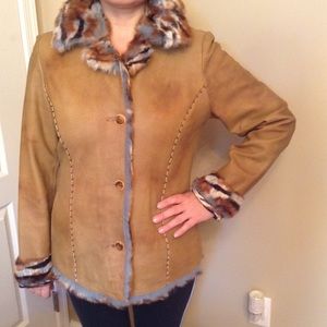 Cache Suade coat with real rabbit fur