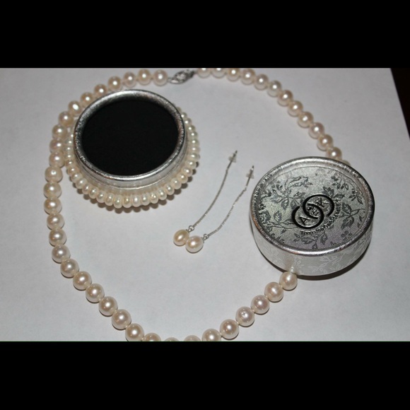 Freshwater pearl sterling silver earrings