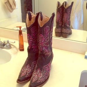 Corral Rhinestone Cross w/Wings Black Cowboy Boots