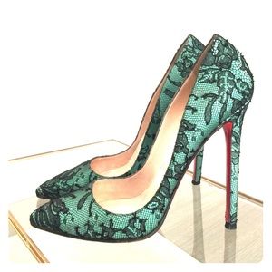 Green lace Pigalle 120 pumps