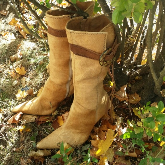 Luichiny Shoes - (SOLD)  Luichiny Carmel Brown Pony Fur High Boots