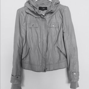ForeverXXI Gray Hooded Leather Jacket