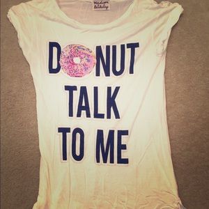 White "Donut talk to me" tee