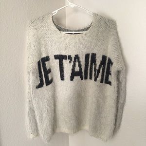 Oversized French Je T'Amie Fuzzy Sweater