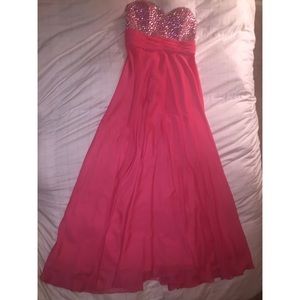 Strapless Hot Pink Formal Dress