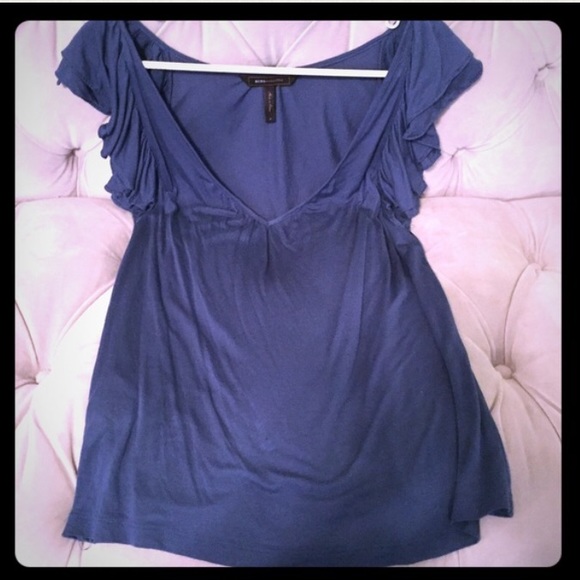 BCBG Max Azria blue ruffle sleeve tee