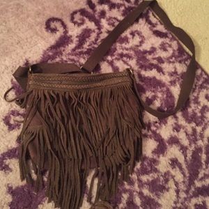 Brown fringe shoulder bag