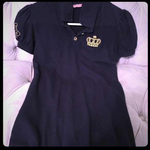 Juicy Couture navy puffed-sleeve polo