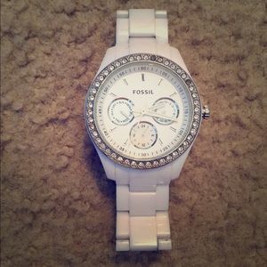 White Fossil watch