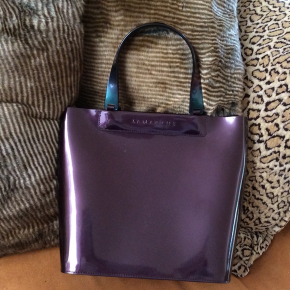 Lamarthe Patent Leather Deep Plum Purse 3