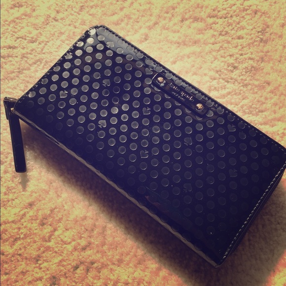 Black dot patent leather Kate spade wallet