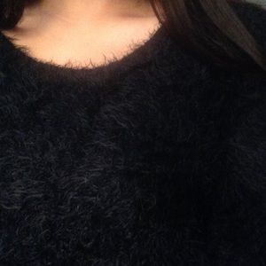 RESERVED | Fuzzy Black Sweater Pacsun