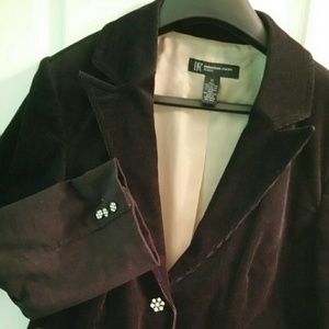 Black Corduroy Blazer w/ Crystal Button s