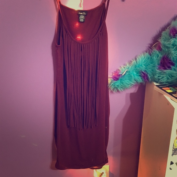 SOLD Burgundy fringe dress