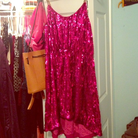 Glamorous, full sequin, hi-low dress