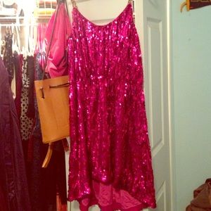 Glamorous, full sequin, hi-low dress