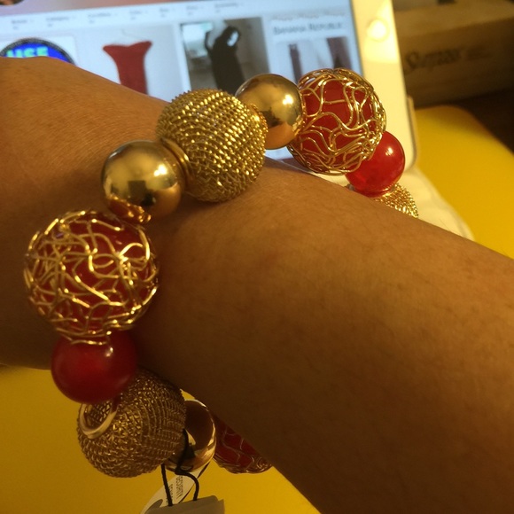 🔴LAST DAY🔴 Red & Gold Mesh Bracelet
