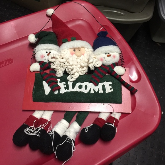 Welcome Santa and snowman hanger