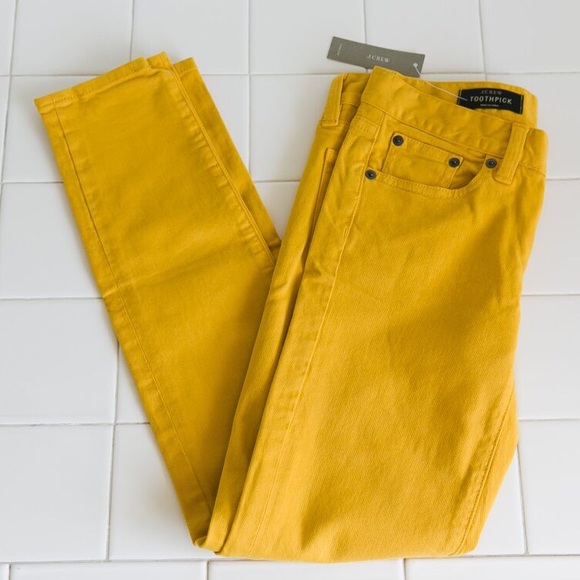 J CREW Mustard Yellow Toothpick Jeans 25