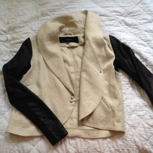 Veda Blazer with Leather Sleeves