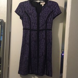 Purple and blue lace print dress