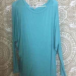 Teal Piko Long Sleeve Top