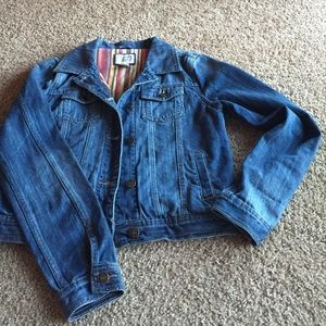 Denim jacket-size medium. Long sleeve-warm lining