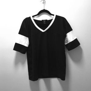 Black and white color-blocked shirt