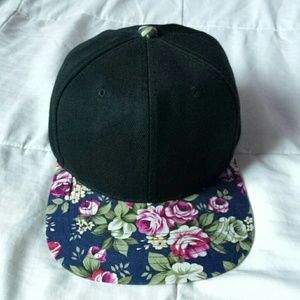 Black Floral Snapback Hat