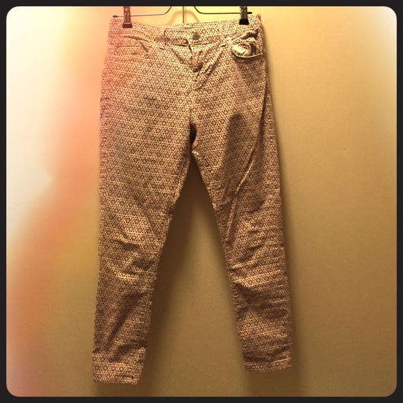 Topshop Moto Red and White Print Leigh Jeans