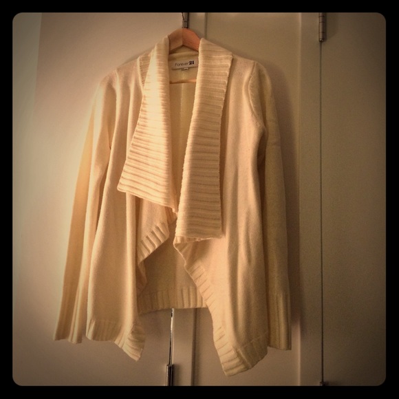 Forever 21 Sweaters - Cream waterfall front cardigan