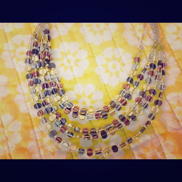 Multi strand tri-color necklace