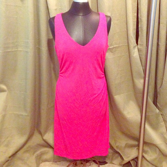 Hot Pink Express Ruched Express Dress