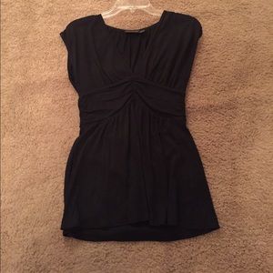 Black top with plunging neckline