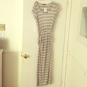 Finn&Clover Gray and White Striped Maxi Dress