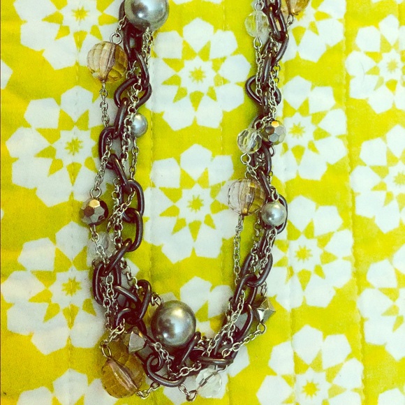 Lia Sophia granite colored beaded necklace