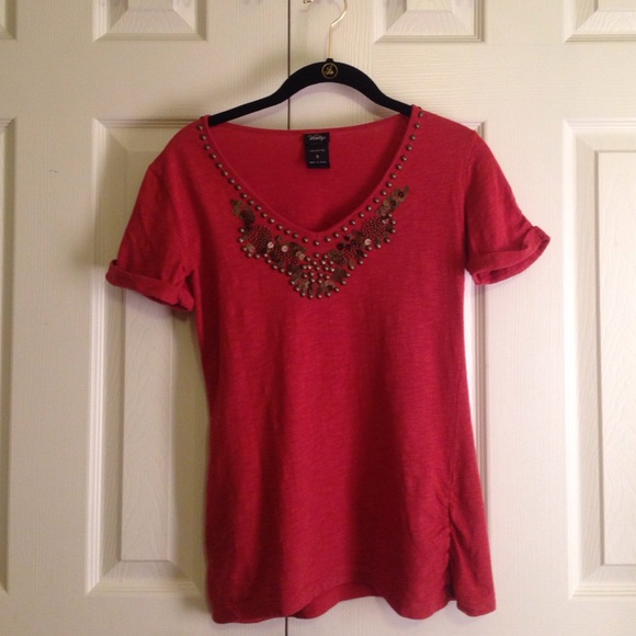 red v-neck gold sequined top!